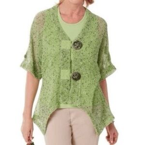katie todd green open weave top/sweater